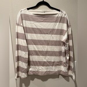 Abercrombie & Fitch Striped Long-Sleeve Top - Cream and Taupe
